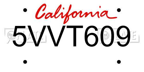 5VVT609 California License Plate