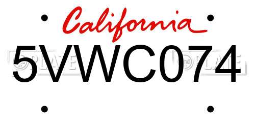 5VWC074 California License Plate
