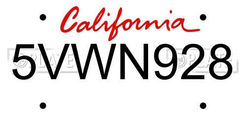 5VWN928 California License Plate