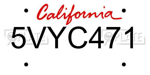 5VYC471 California License Plate