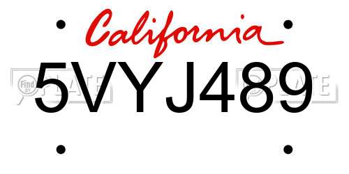 5VYJ489 California License Plate