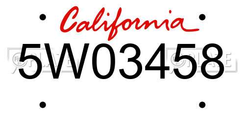 5W03458 California License Plate