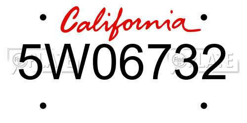 5W06732 California License Plate