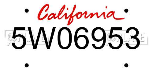 5W06953 California License Plate