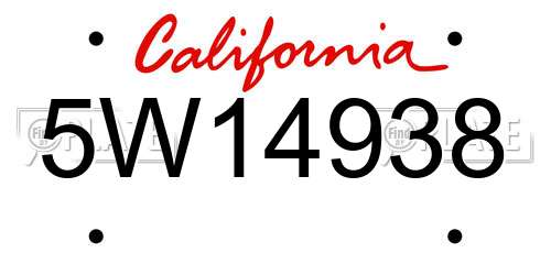 5W14938 California License Plate