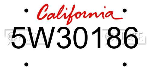 5W30186 California License Plate