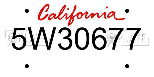 5W30677 California License Plate