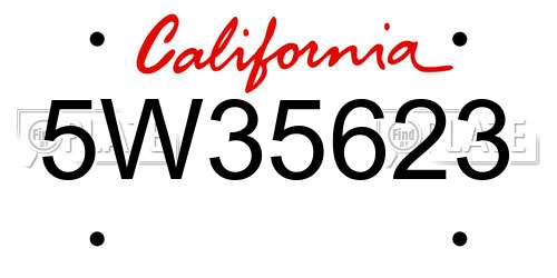 5W35623 California License Plate