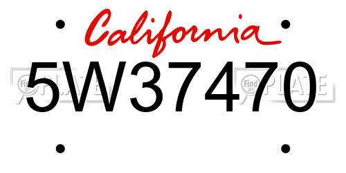 5W37470 California License Plate
