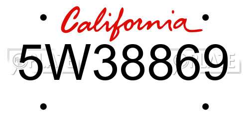 5W38869 California License Plate