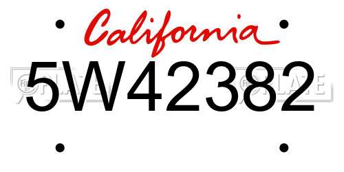 5W42382 California License Plate