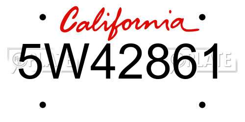 5W42861 California License Plate