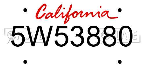 5W53880 California License Plate