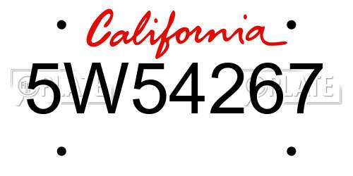 5W54267 California License Plate