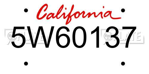 5W60137 California License Plate