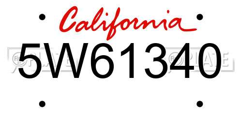 5W61340 California License Plate