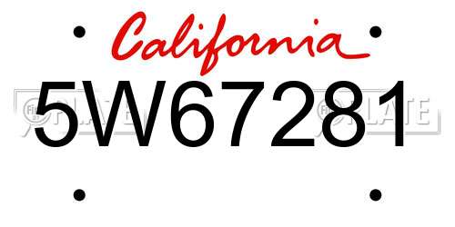 5W67281 California License Plate