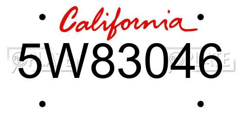 5W83046 California License Plate