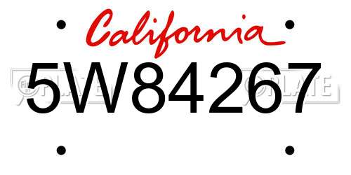 5W84267 California License Plate
