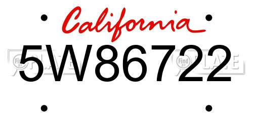 5W86722 California License Plate