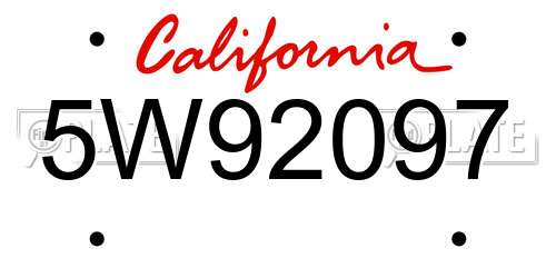 5W92097 California License Plate