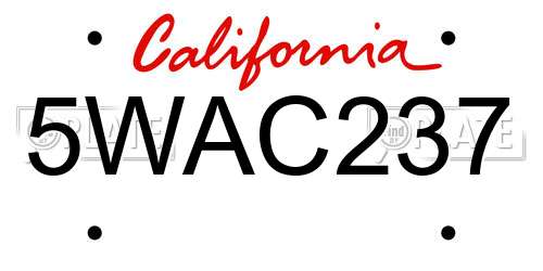 5WAC237 California License Plate