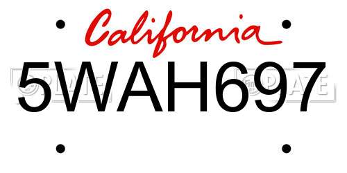 5WAH697 California License Plate