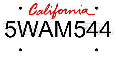 5WAM544 California License Plate