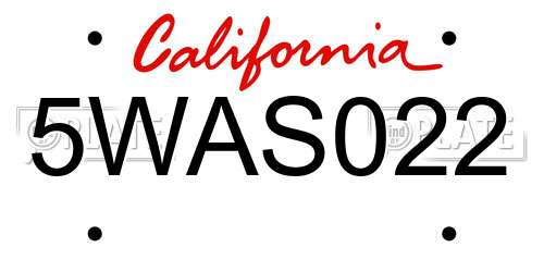 5WAS022 California License Plate