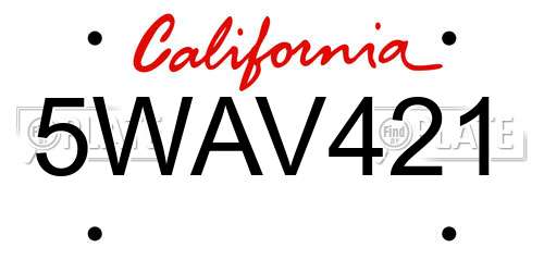 5WAV421 California License Plate