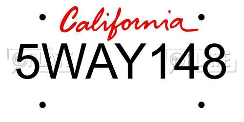 5WAY148 California License Plate