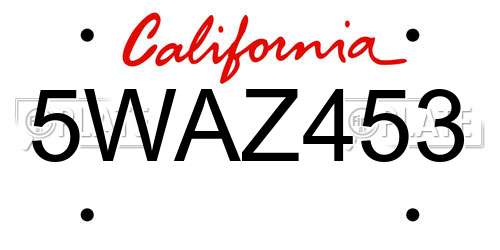 5WAZ453 California License Plate