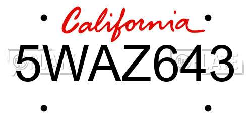 5WAZ643 California License Plate