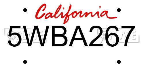 5WBA267 California License Plate