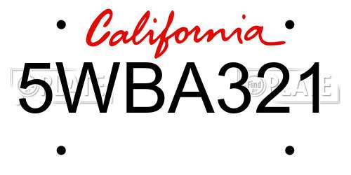 5WBA321 California License Plate