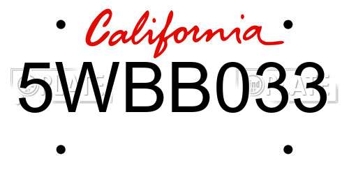 5WBB033 California License Plate