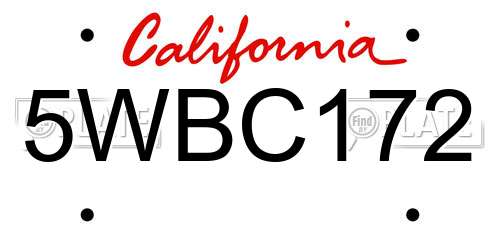 5WBC172 California License Plate