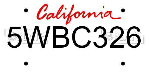 5WBC326 California License Plate