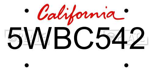 5WBC542 California License Plate