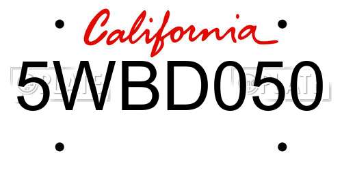 5WBD050 California License Plate
