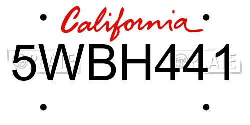 5WBH441 California License Plate