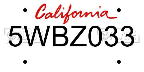 5WBZ033 California License Plate