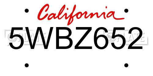 5WBZ652 California License Plate