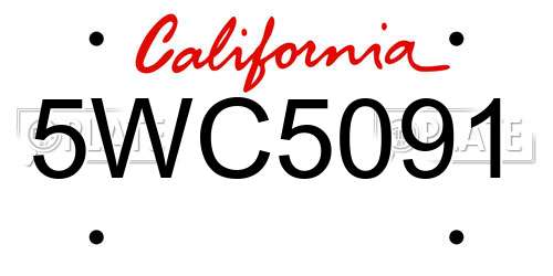 5WC5091 California License Plate