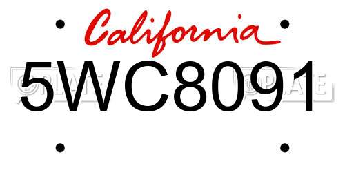 5WC8091 California License Plate