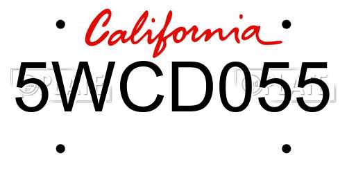5WCD055 California License Plate