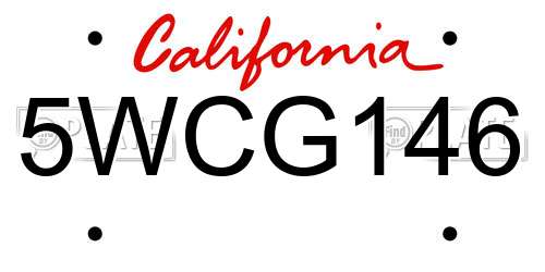5WCG146 California License Plate