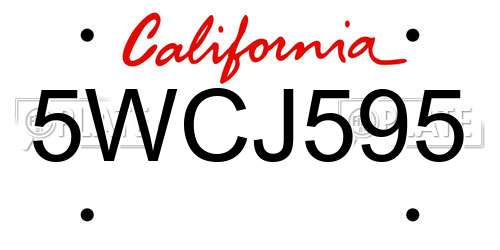 5WCJ595 California License Plate