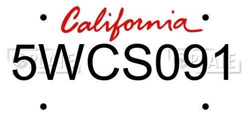 5WCS091 California License Plate
