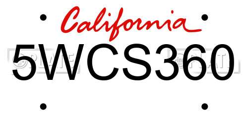5WCS360 California License Plate